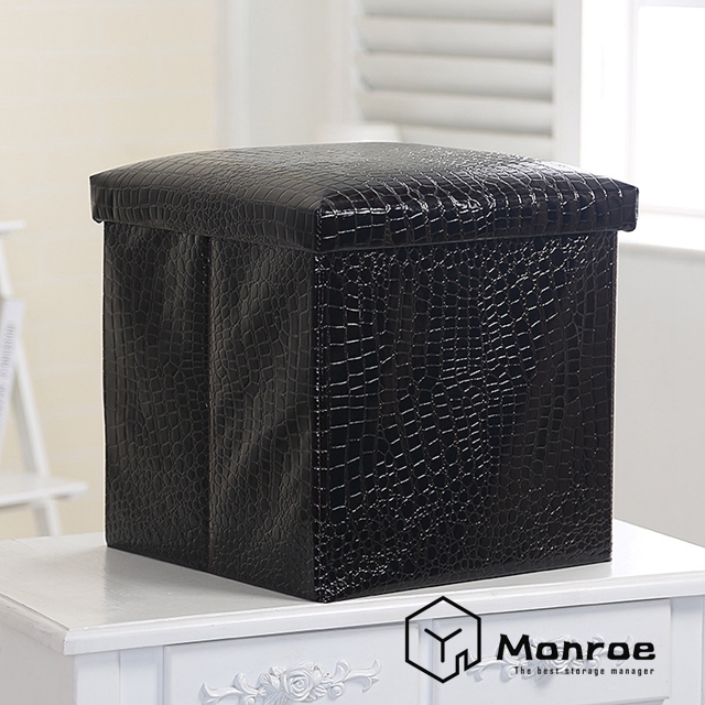 Großhandel benutzerdefinierte faltbare Leder Aufbewahrungsbox Hocker