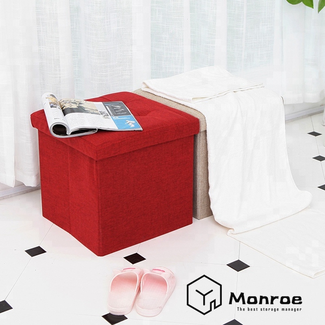 Kleine Osmanische Fußstütze aus Leinen, Robuster Faltwürfel, Hocker mit