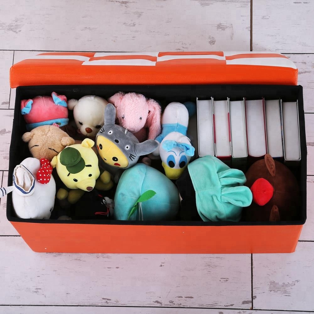 Hochwertige quadratische Plaid Leder faltbare Speicher Schuh Bank